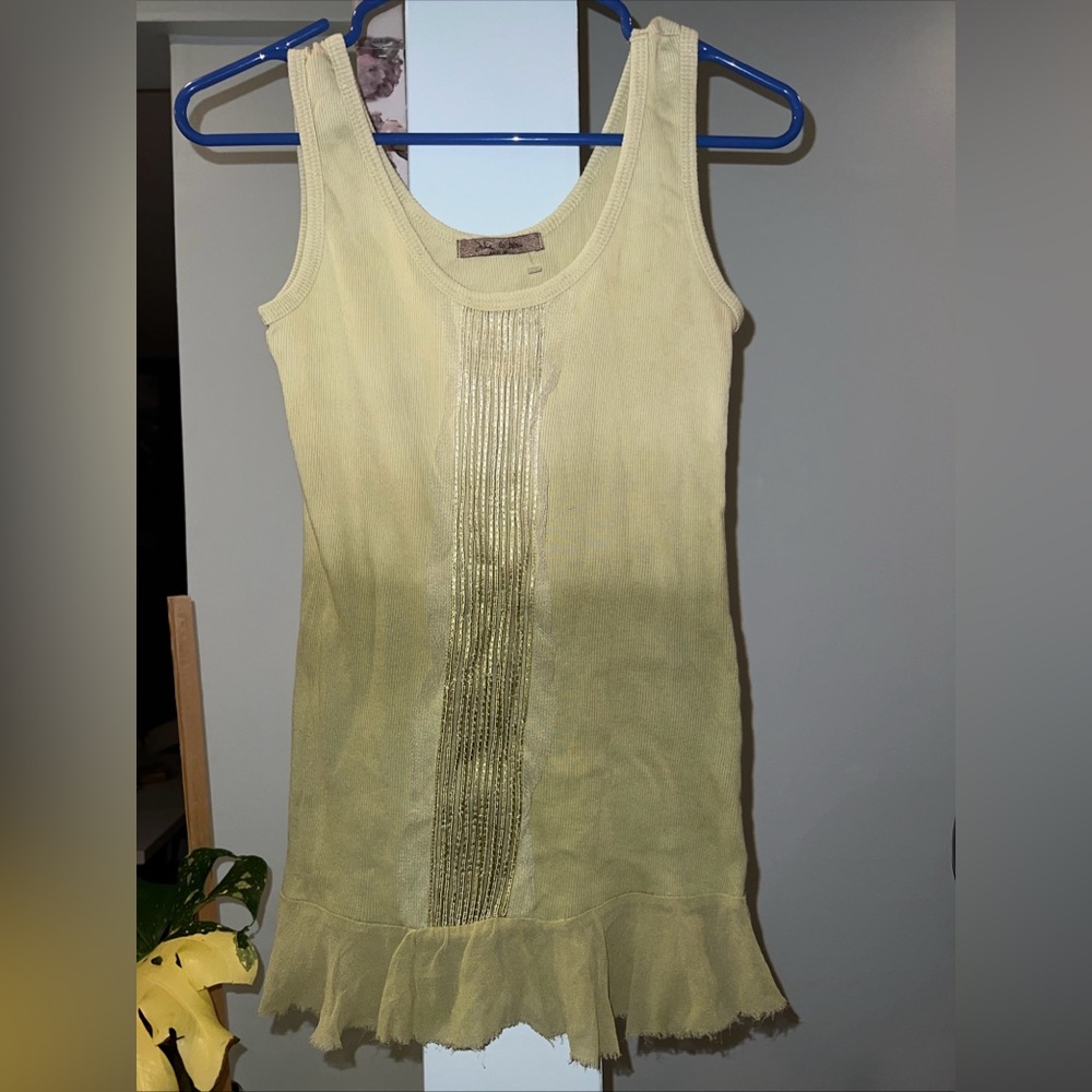 Jolie & Beau Green Tank Top 100% Cotton And 100% Silk Size small
